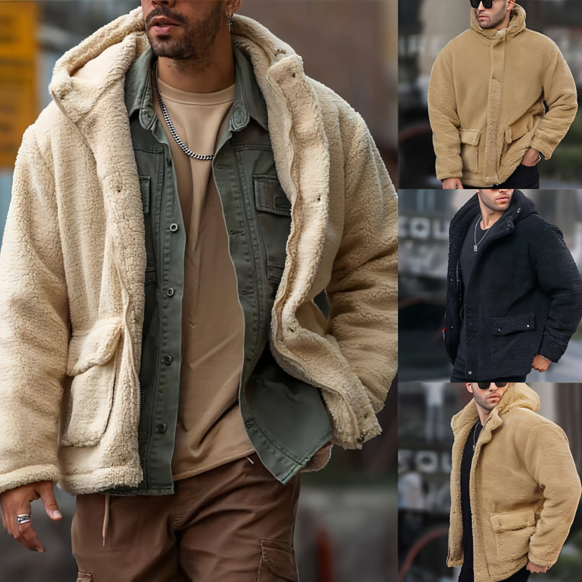 Herbst und Winter Herren Kapuzenmantel einfarbig Polar Fleece europäischen und amerikanischen Freizeit trendigen