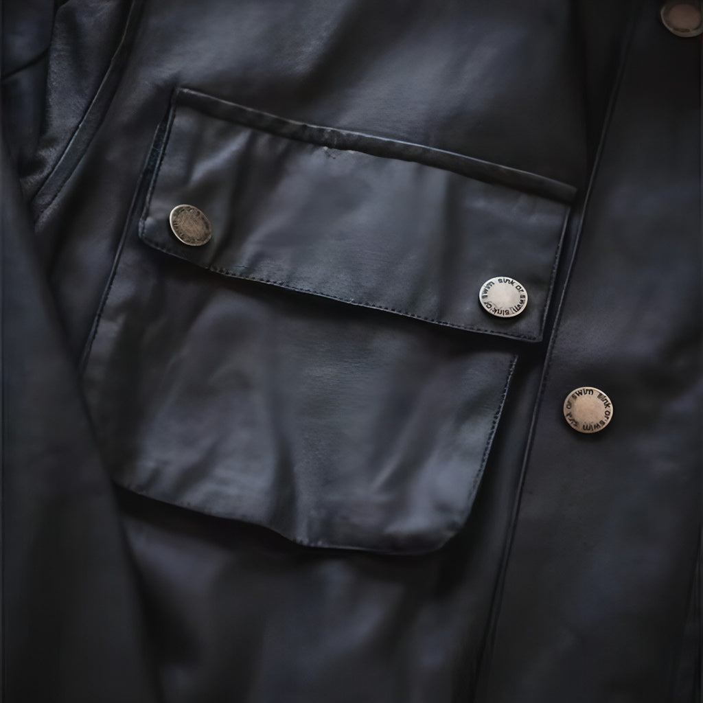 Oil Wax Jacket Trench Retro Biker's Waterproof Coat For Men