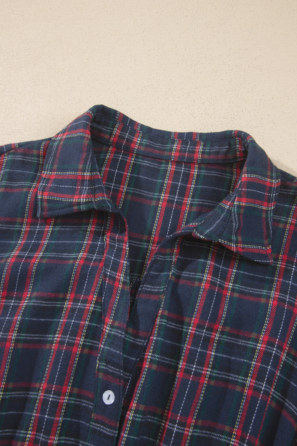 Black Plaid V Neck Belted Waist Short Sleeve Plus Size Dress