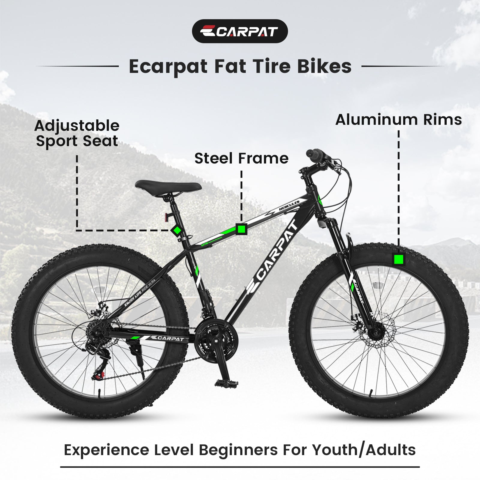 TerraForce™ Ruff-Ryde – 26" Fat Tire Mountain Bike (21-Speed, Full Suspension)