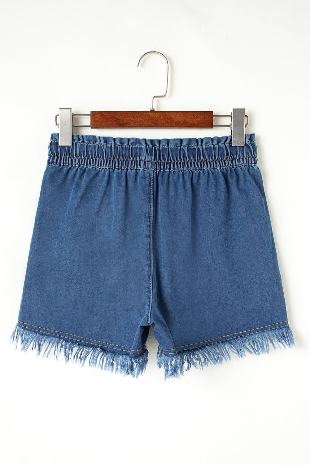 Ashleigh Blue Roh Saum Kordelstring hohe Taille -Jeansshorts mit Taschen
