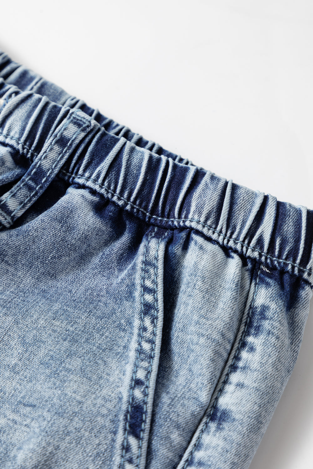 Ashleigh Blue Acid Wash Exposed Seam Drawstring Elastic Waist Barrel Jeans