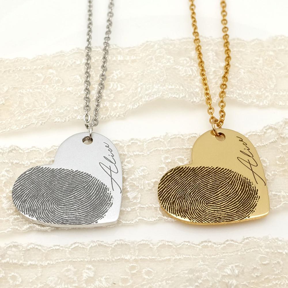 LuxeMemory™ – Fingerprint Heart Necklace | Memorial & Love Edition