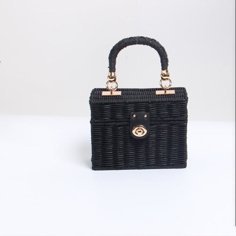 WillowCrate™ – Retro Black Rattan Box Bag