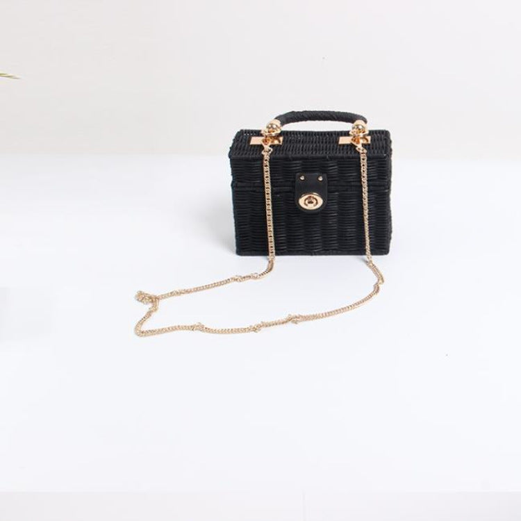 WillowCrate™ – Retro Black Rattan Box Bag