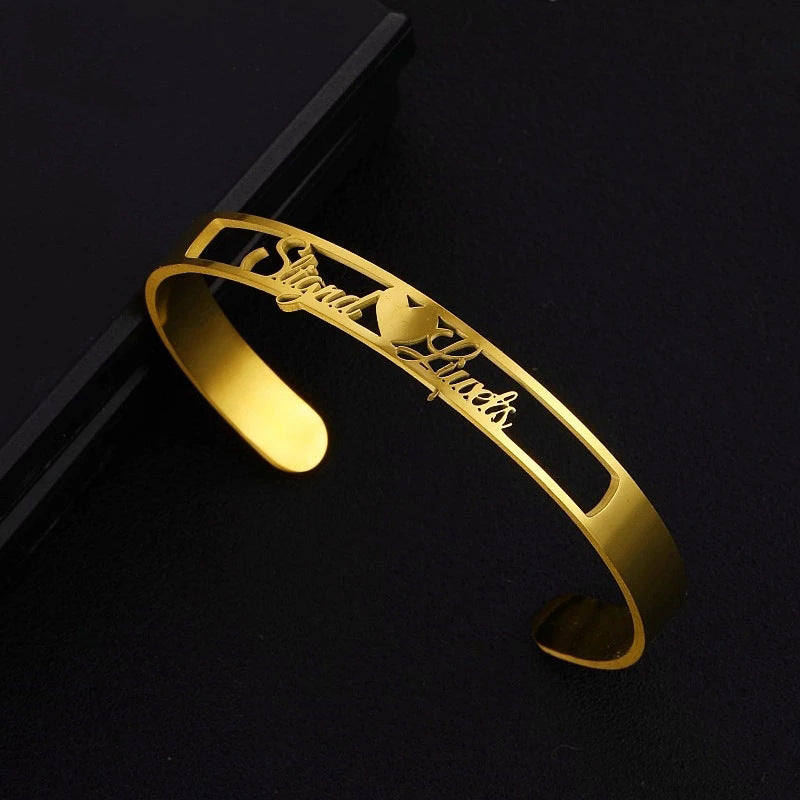LuxeJewels™ – Custom Name Cuff Bracelet (Stainless Steel)