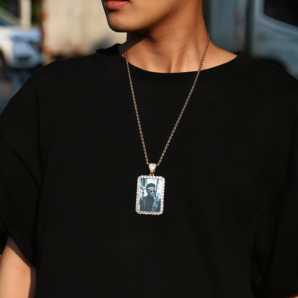 Custom Made Photo Squar Medallions Necklace