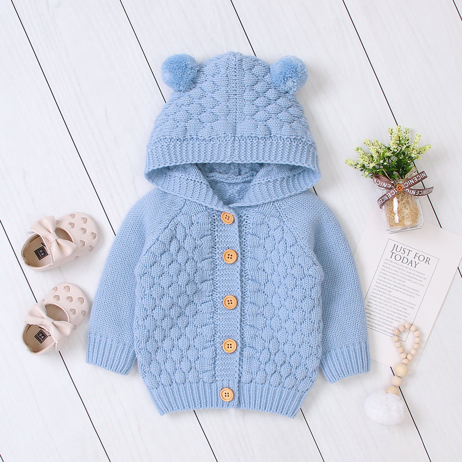 KuschelGlöckchen™ – Hooded Knit Jacket with Pom-Pom