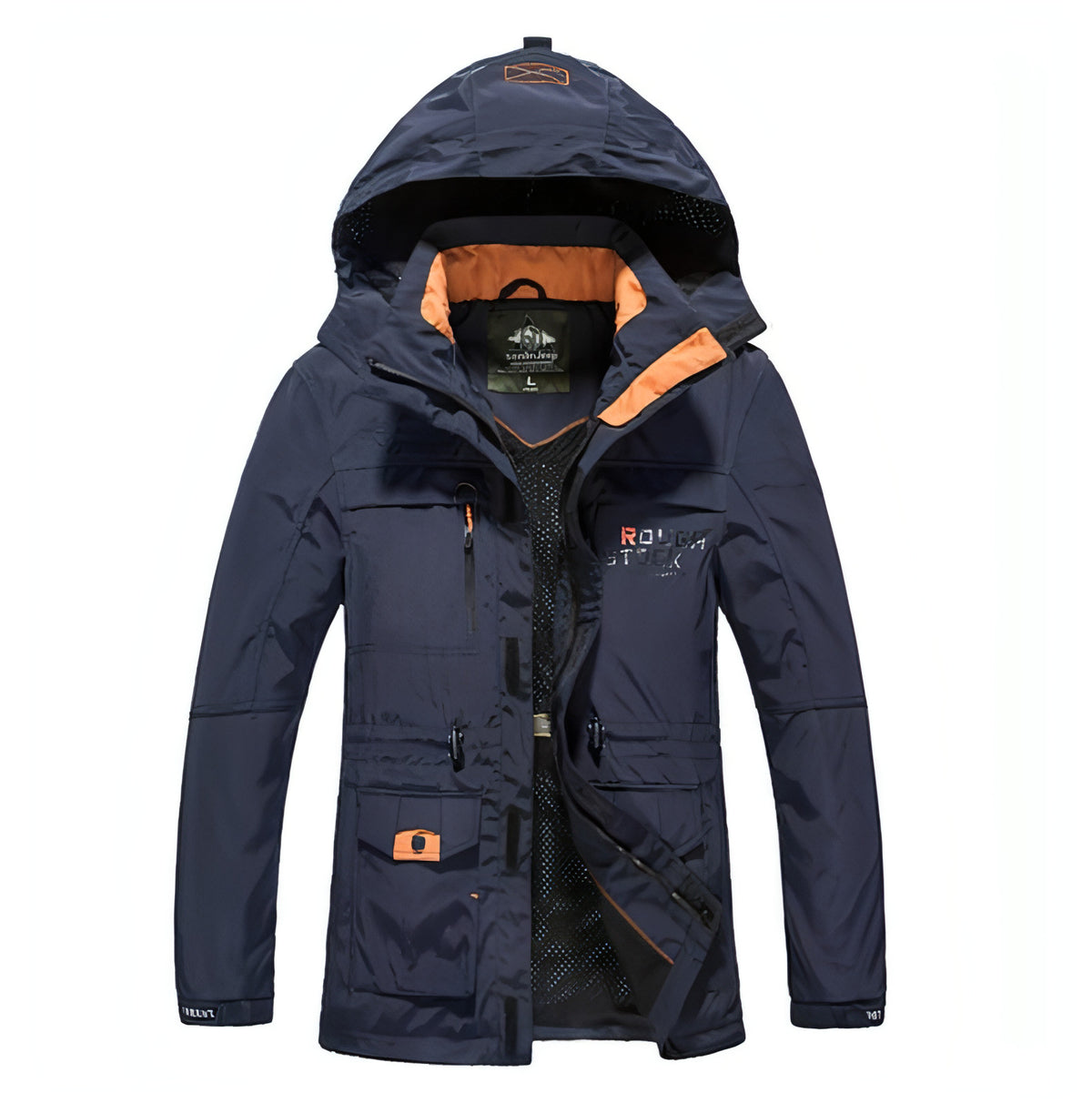 Chaqueta informal para hombre, con cuello alto, con capucha, transpirable, impermeable y larga 