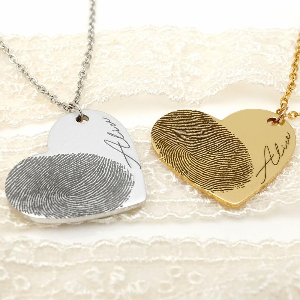 LuxeMemory™ – Fingerprint Heart Necklace | Memorial & Love Edition