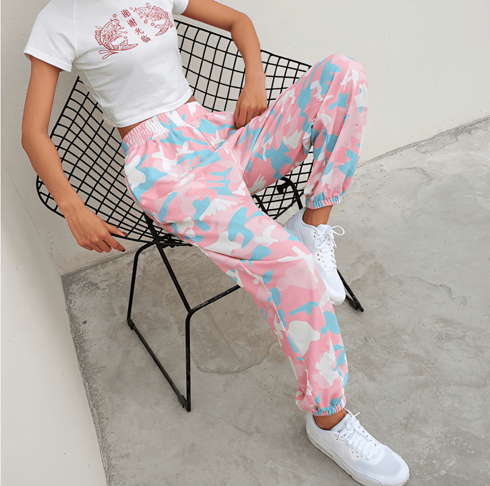 Camouflage Pants Spring High Waist Casual Joggers Elastic Sweatpants Women