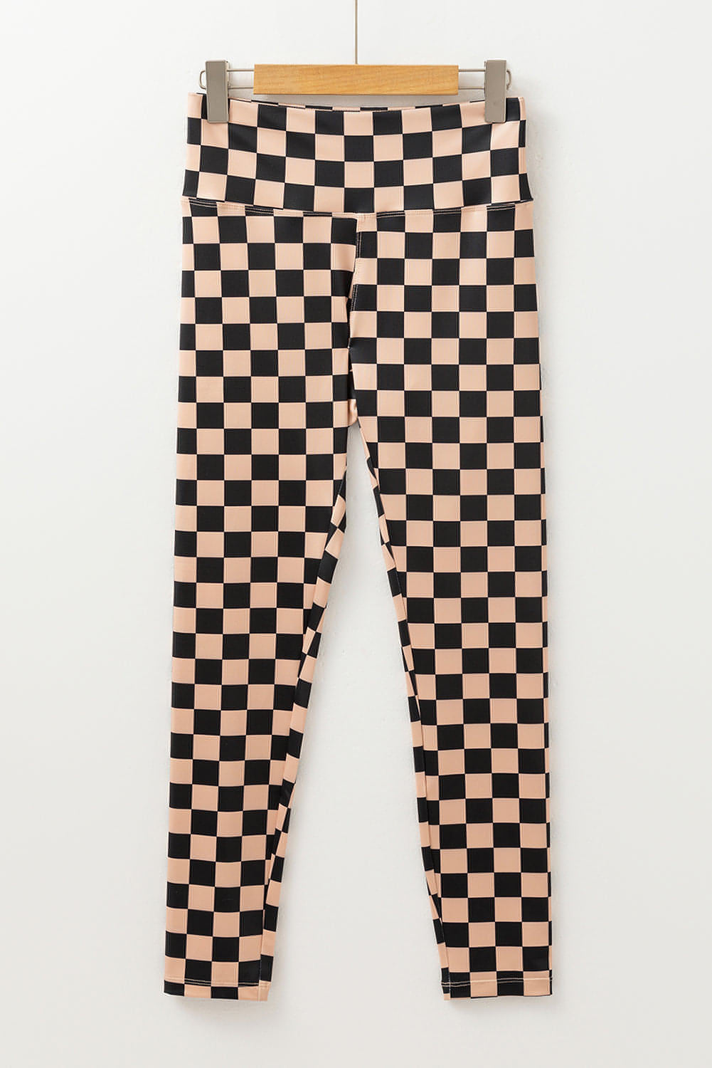 Kaki rutigt mönster hög midja mager leggings