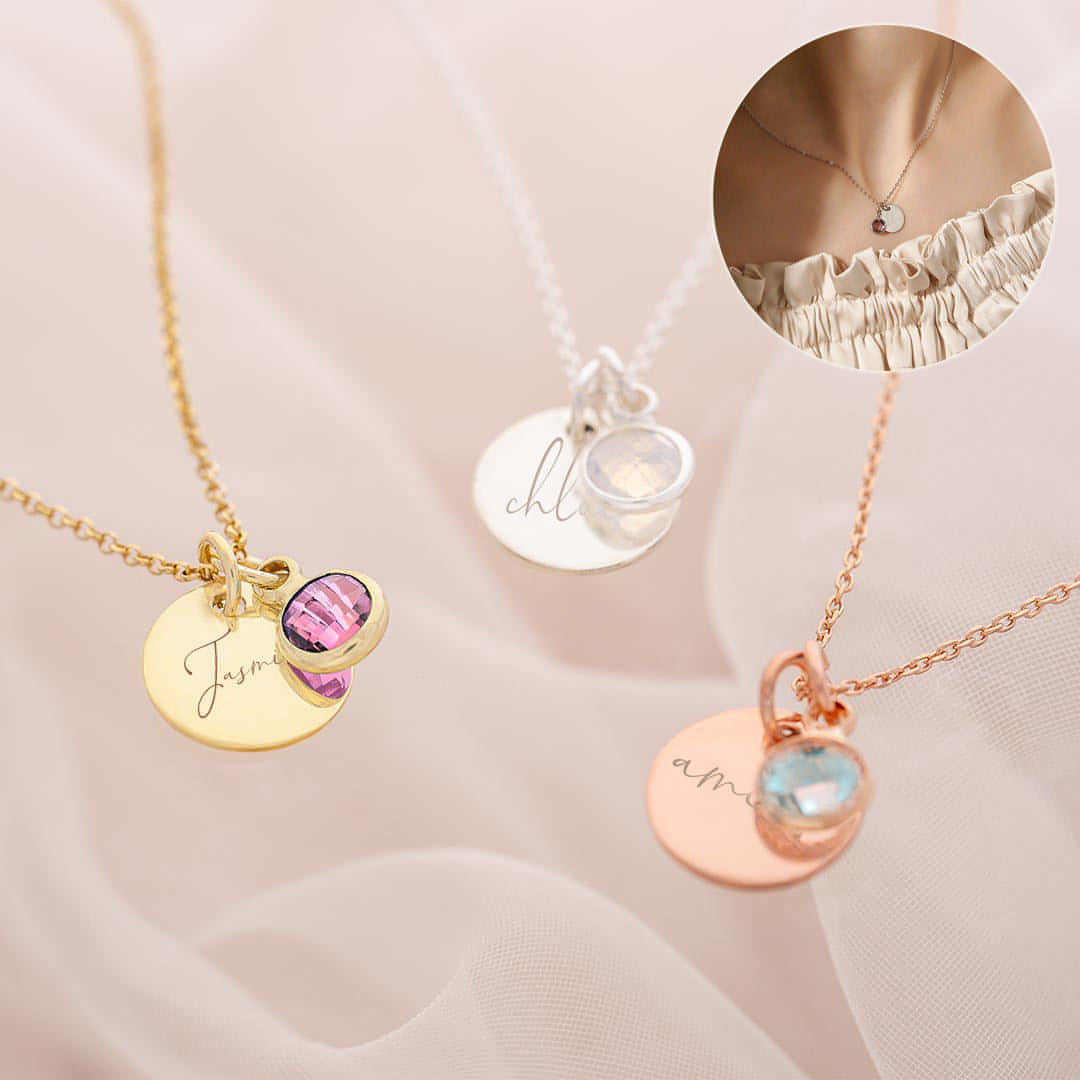 💎 Personalized Birthstone Name Necklace – A Gift from the Heart