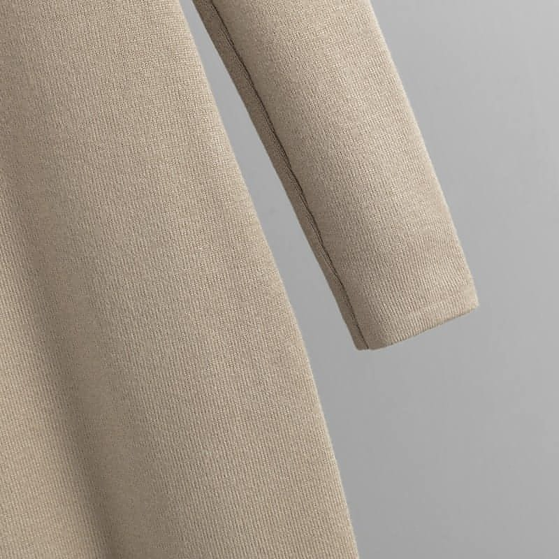 Autumn And Winter Long Sleeve Knitted Backless Round Neck Dress