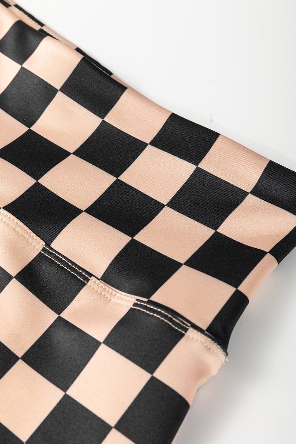 Kaki rutigt mönster hög midja mager leggings