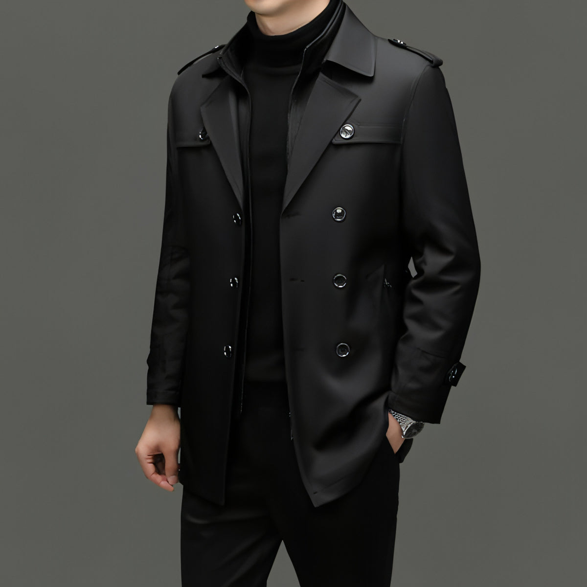 A.1 Duster für Herren, mittellang, abnehmbares Futter mit Baumwollgürtel (Jacke)