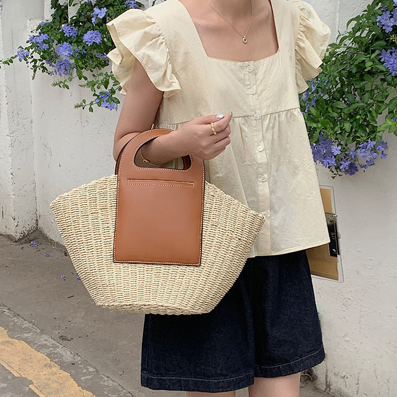 SolunaWeave™ – Retro Splice Straw Tote