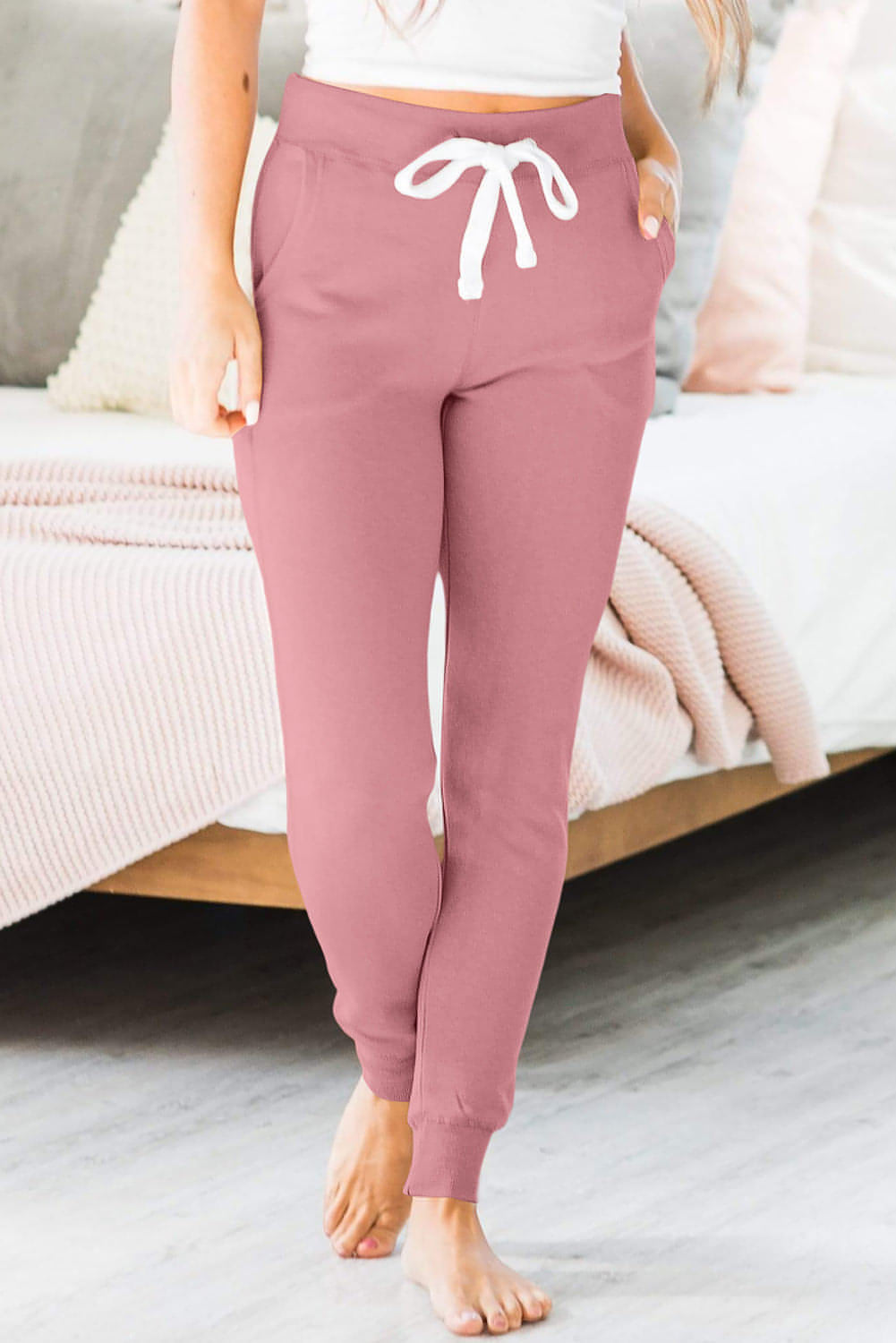 Fushia dragsko midja fickade joggar
