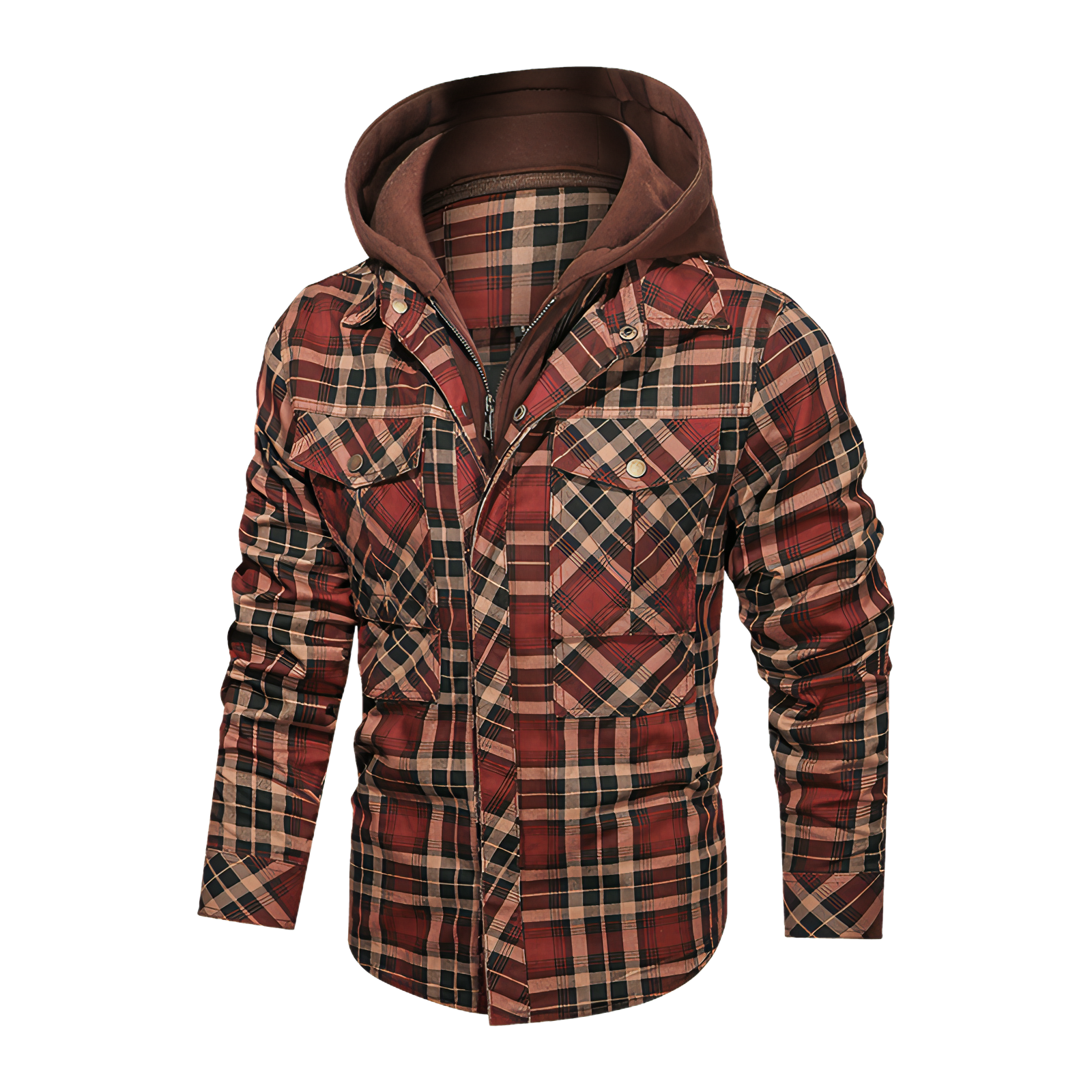 Men Long-sleeved Plaid Jacket