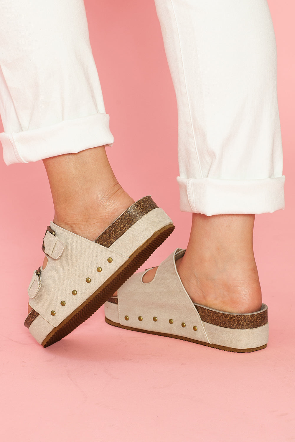 Black Suede Buckle Decor Footbed Sandal Slippers