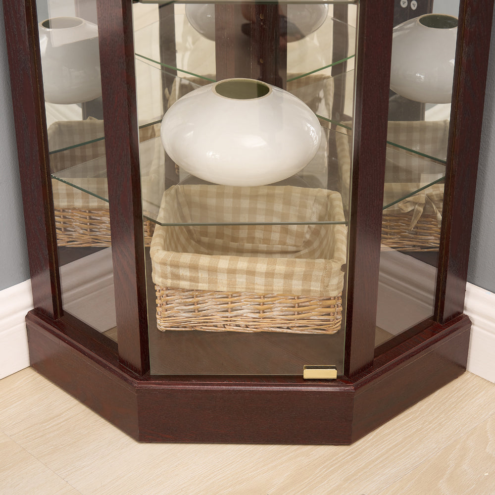 LuneluX_Home™ Lighted Corner Display Cabinet – Glass Curio Cabinet with LED Lighting & Adjustable Shelves | US Warehouse 🇺🇸
