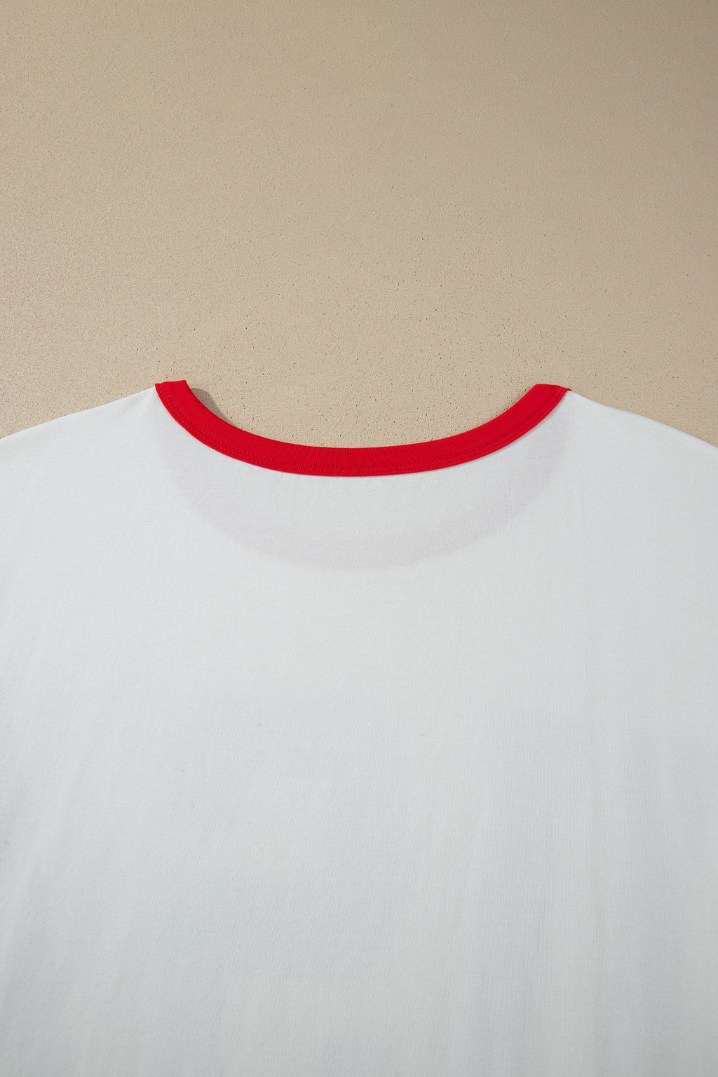 White Retro USA Striped Trim Short Sleeve Plus Size Tee