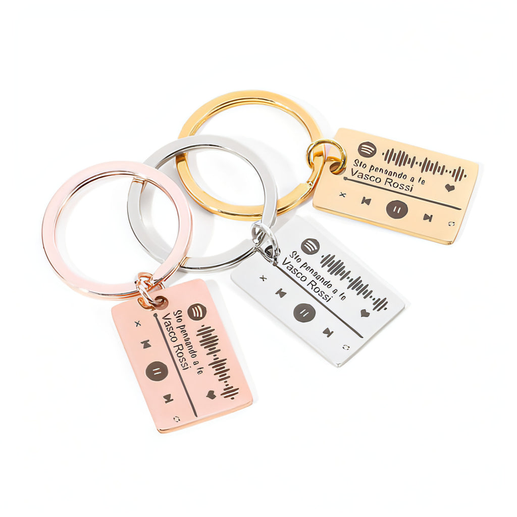 Personalized DIY Custom Music Scan Code Keychain Stainless Steel