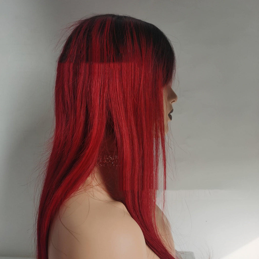 LuxeFlow Hair Real Human Hair Wig - DARK/RED