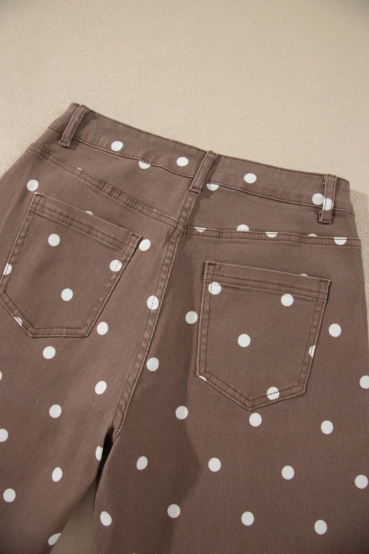 Pink Tailored Seam Polka Dot Print Barrel Casual Jeans