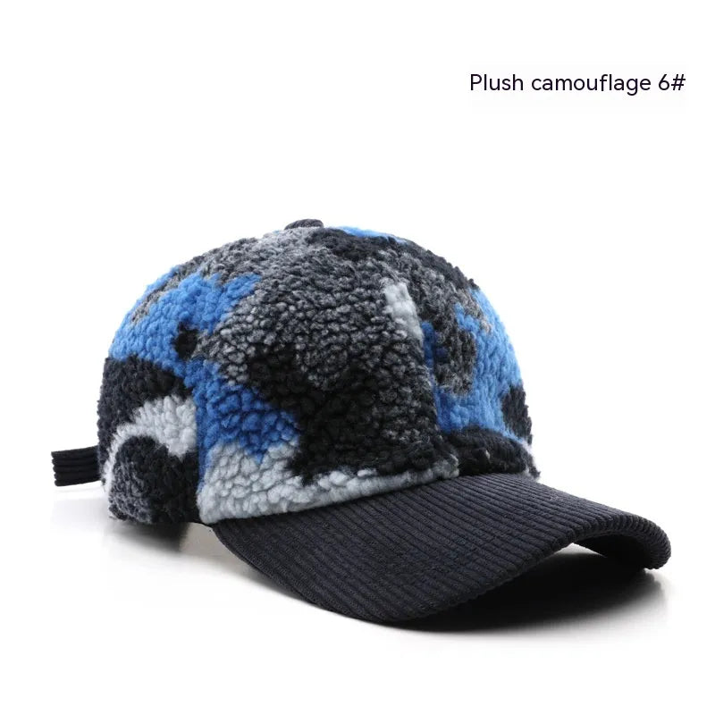 Assorted Colors Plush Camouflage Outdoor Keep Warm Baseball Cap