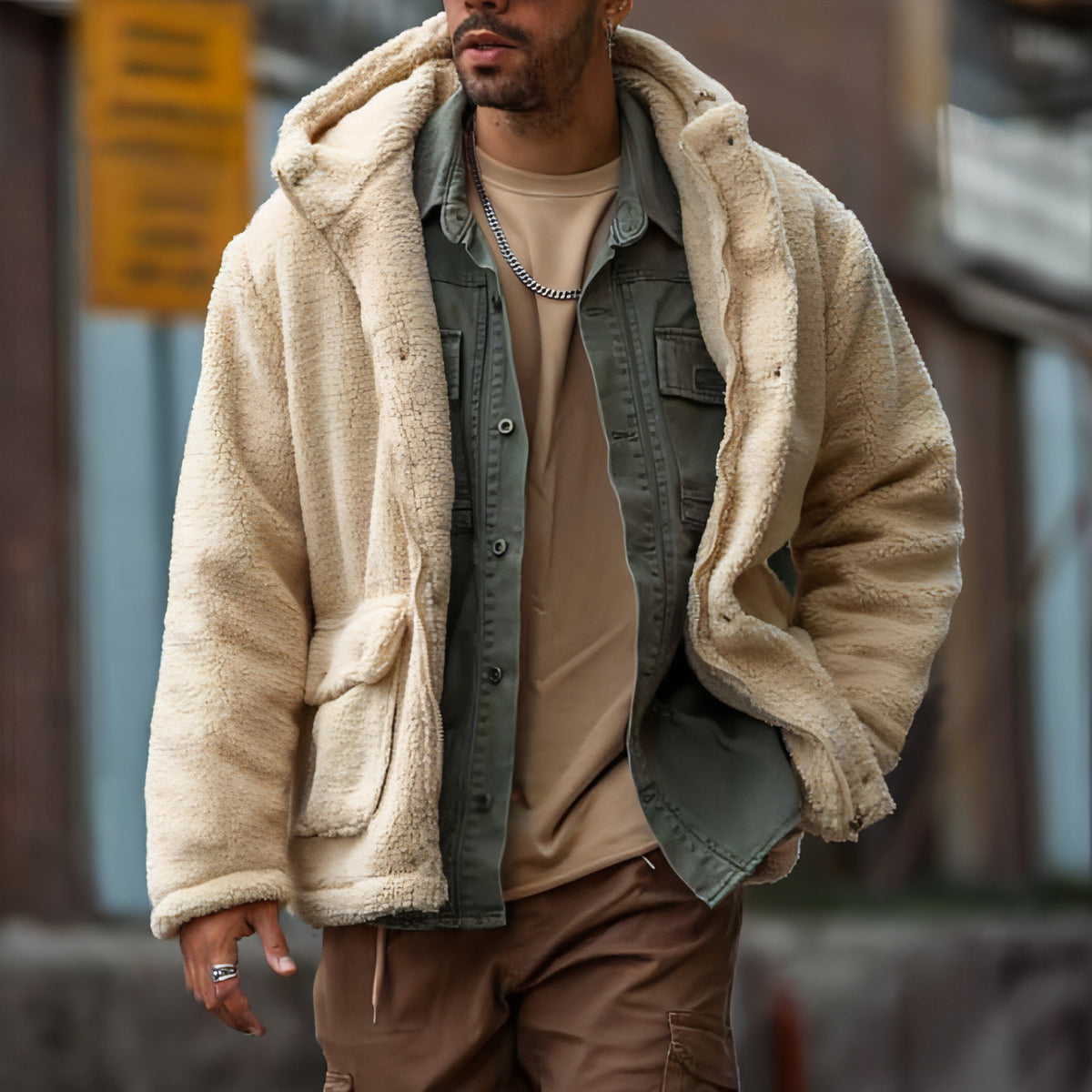 Herbst und Winter Herren Kapuzenmantel einfarbig Polar Fleece europäischen und amerikanischen Freizeit trendigen