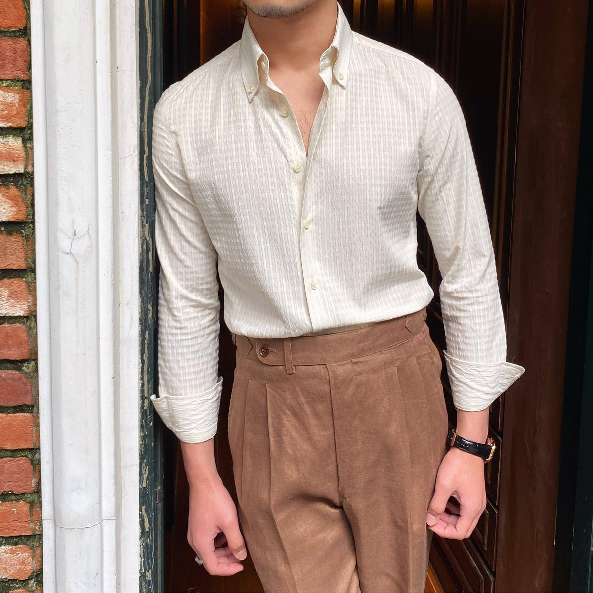 Retro Atmungsaktives Knitterfreies Hemd Italienische Herren