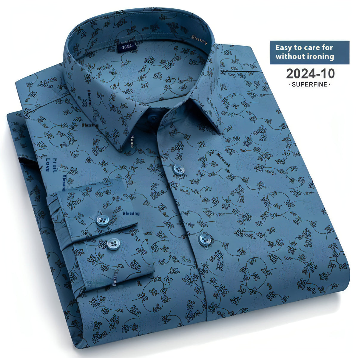 Frühling und Herbst Mode Floral Jugend Männer Langarm DressShirt