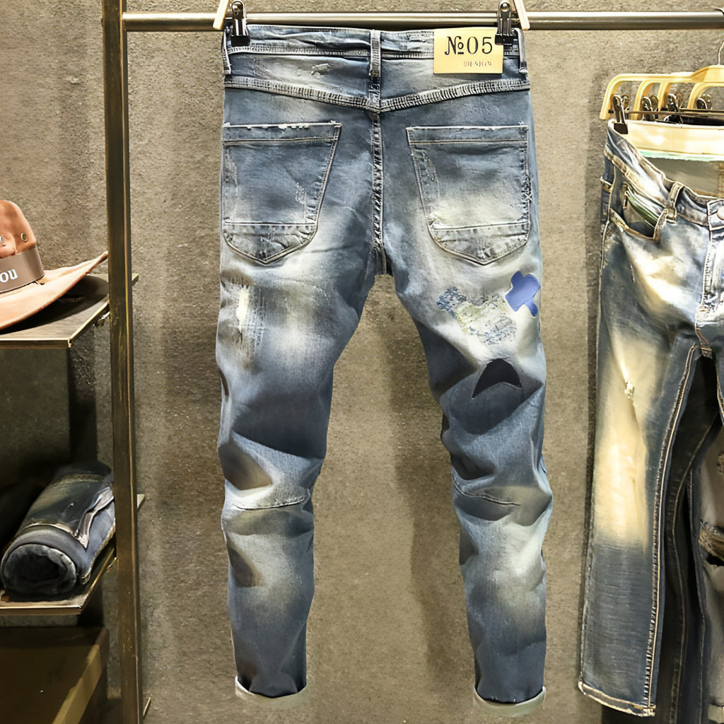 Blue Ripped Jeans Men's  Youth