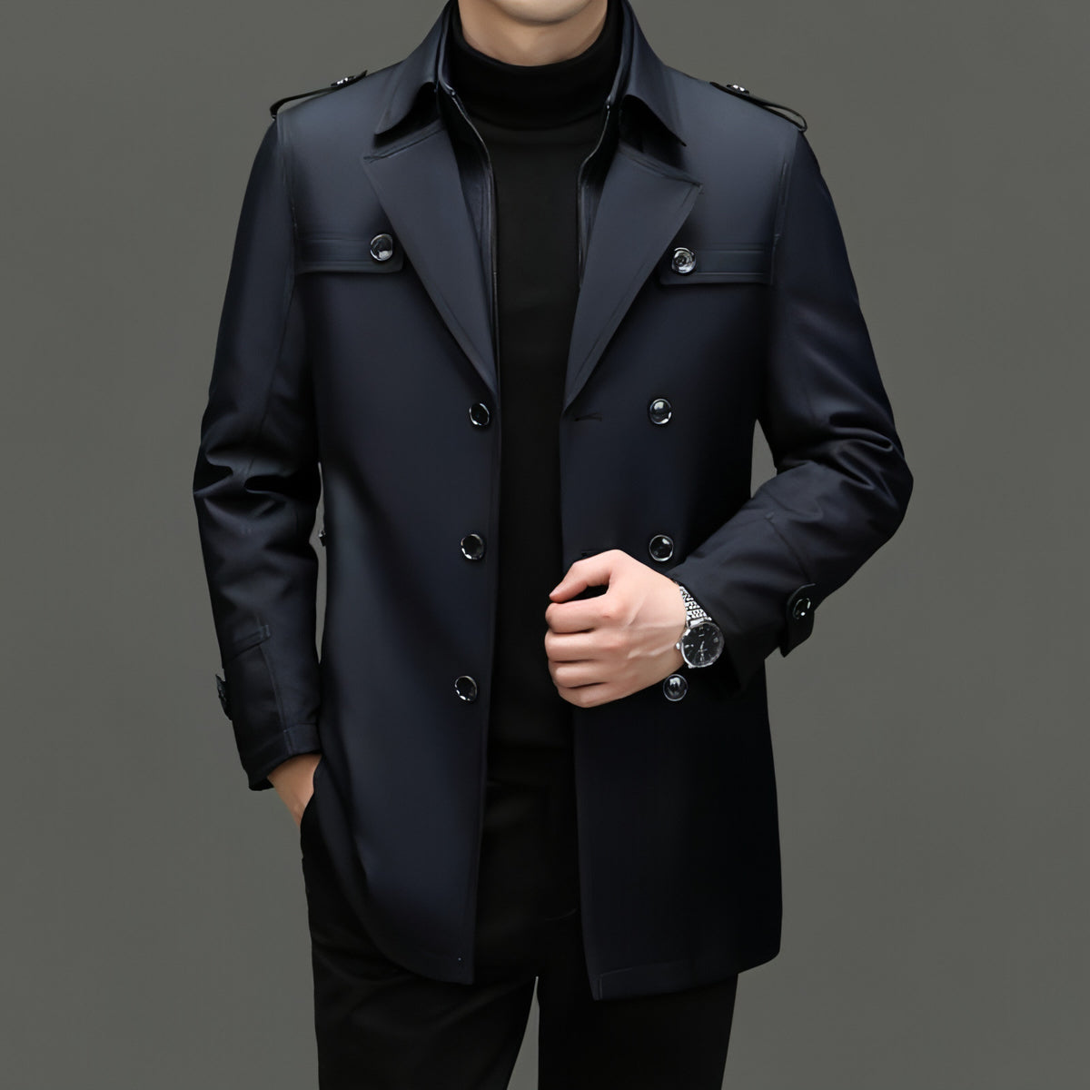 A.1 Chaqueta de plumero para hombre de longitud media con forro desmontable y cinturón de algodón (chaqueta)