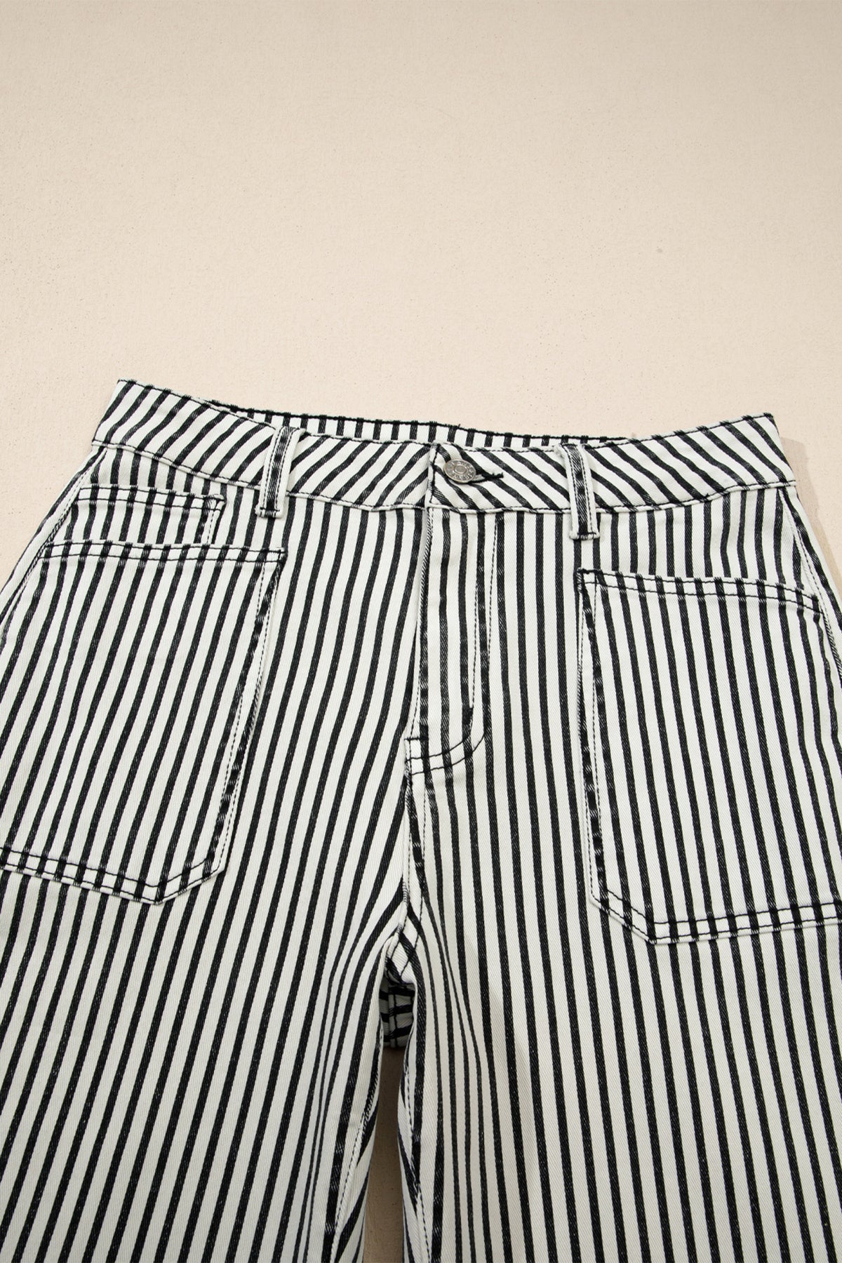 Black Stripe Patch Pocket High Waist Shift Denim Jeans