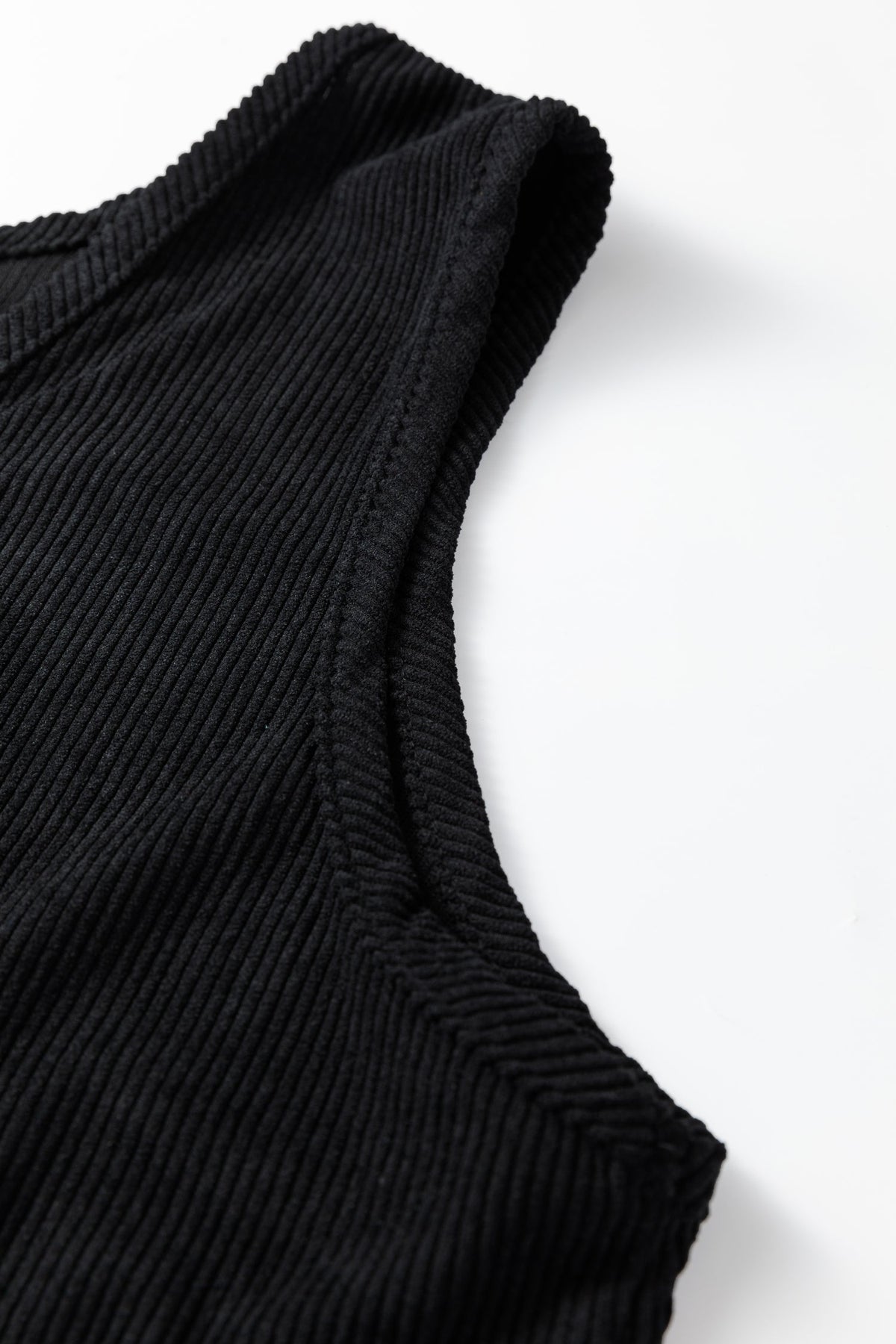 Black Plus Size Corduroy Patch Pocket Sleeveless Mini Dress