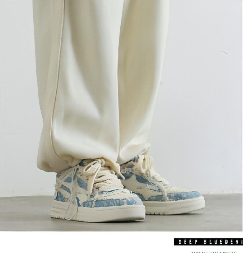 Zapatos blancos transpirables informales de estilo coreano para hombre