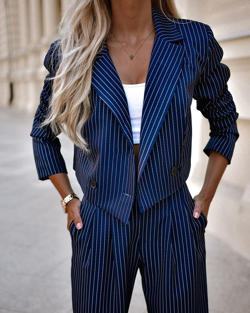 Cropped Lapel Striped Suit – Haute Edition 25