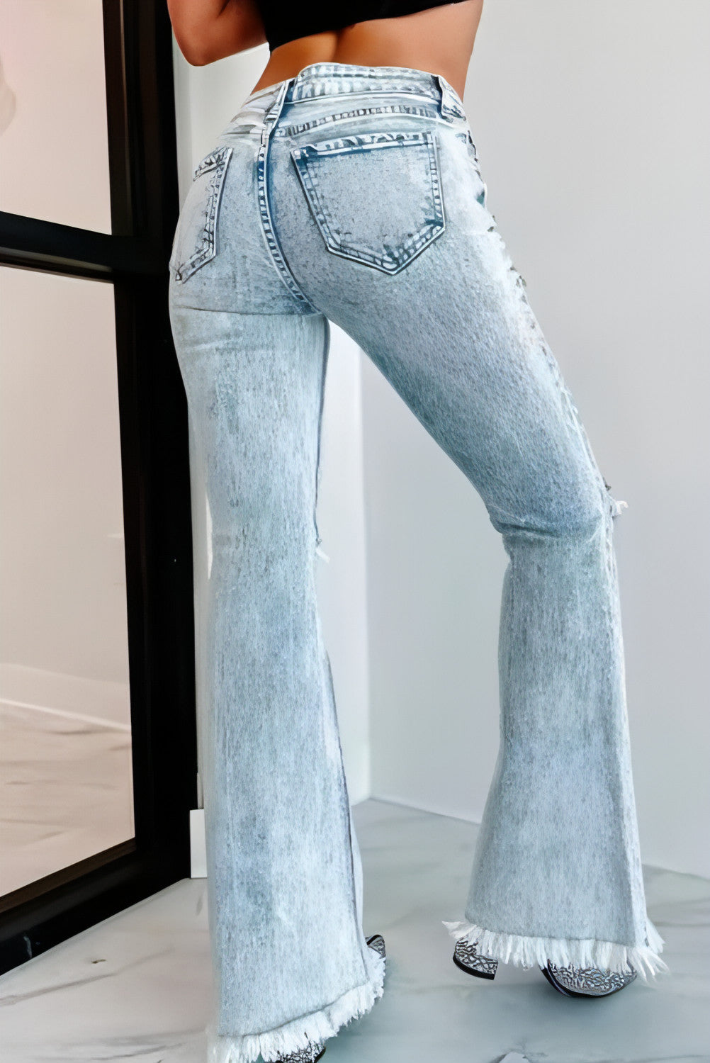 UrbanEase™ – High-Waist Ripped Denim