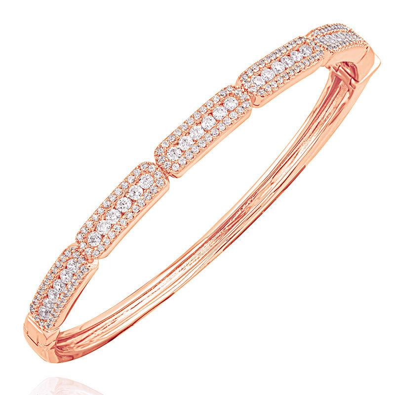 LuxeJewels™ + DiamondLink– Bamboo Elegance Bangle (925 & 18K Rosé)