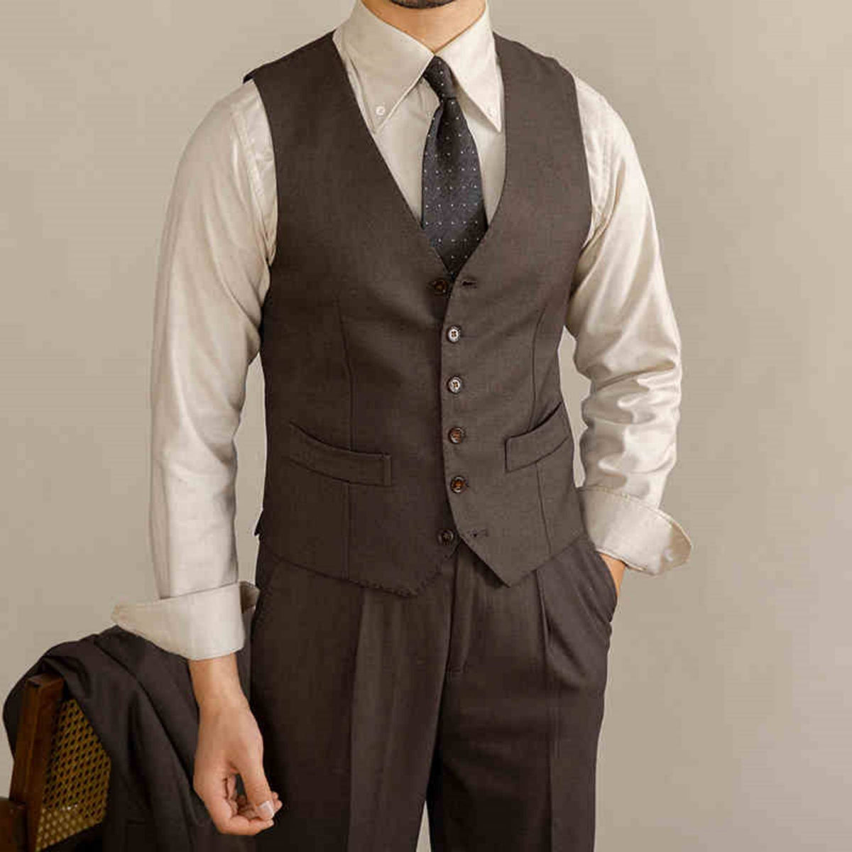 GentleForm™ – Retro Italian V-neck Suit Vest