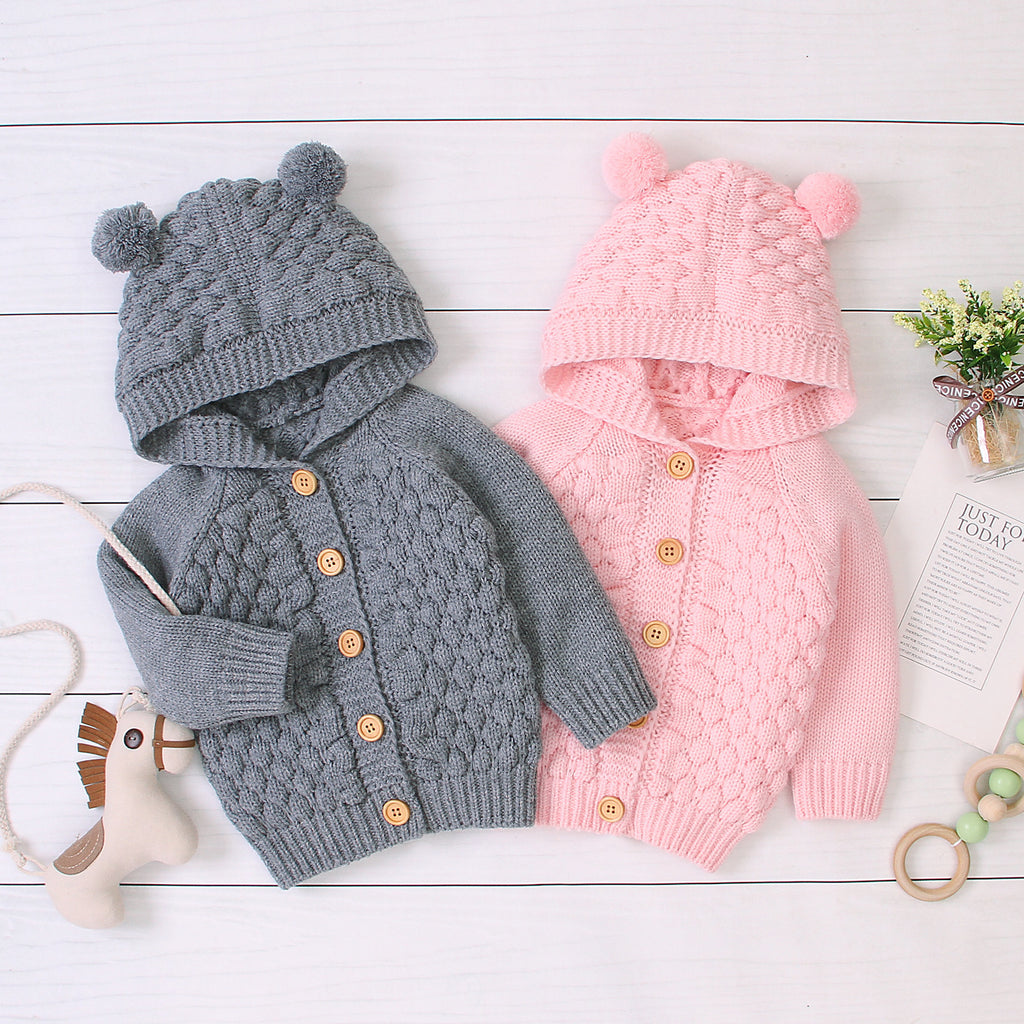 KuschelGlöckchen™ – Hooded Knit Jacket with Pom-Pom