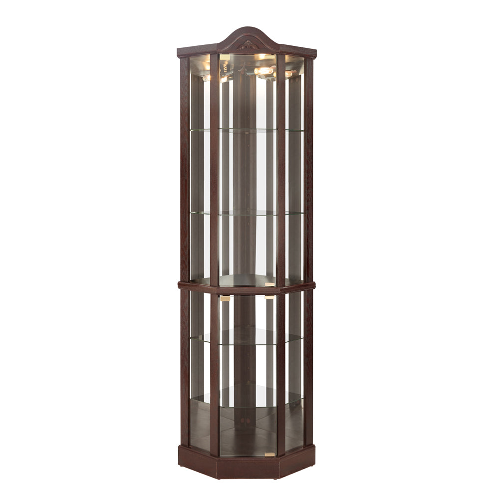 LuneluX_Home™ Lighted Corner Display Cabinet – Glass Curio Cabinet with LED Lighting & Adjustable Shelves | US Warehouse 🇺🇸