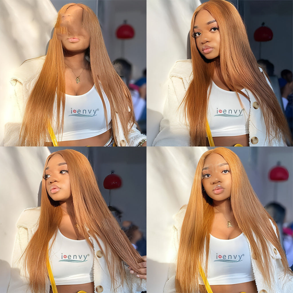 VelvetFlow - Lace Headband With Real Straight Hair