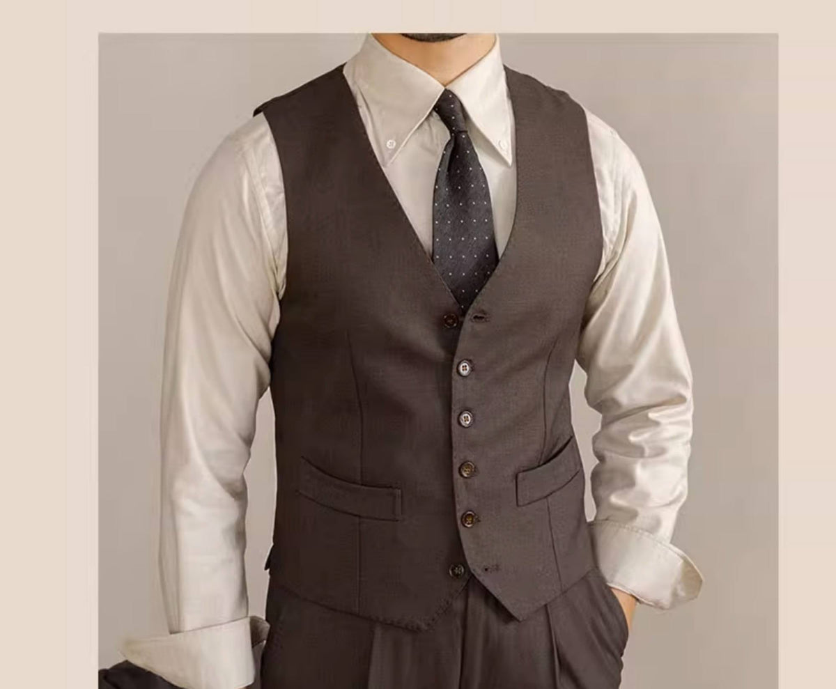GentleForm™ – Retro Italian V-neck Suit Vest