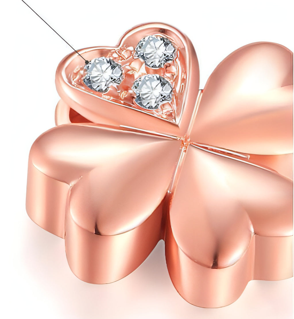 Rose Gold Clover Diamond Pendant Necklace