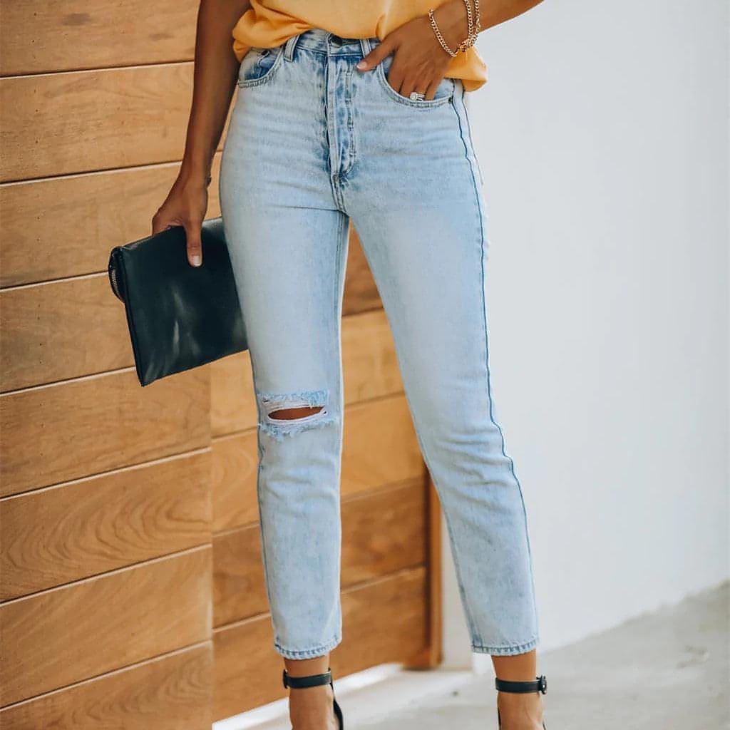 Jeans de calça casual retro de jeans retro feminino