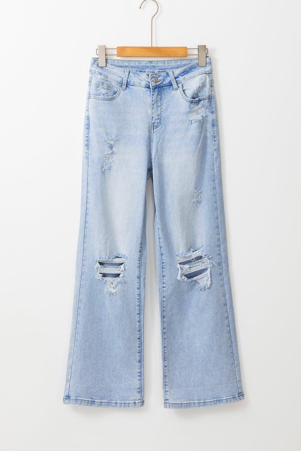 Beau Blue Vintage Light Wash Jeans Destred Flare Jeans