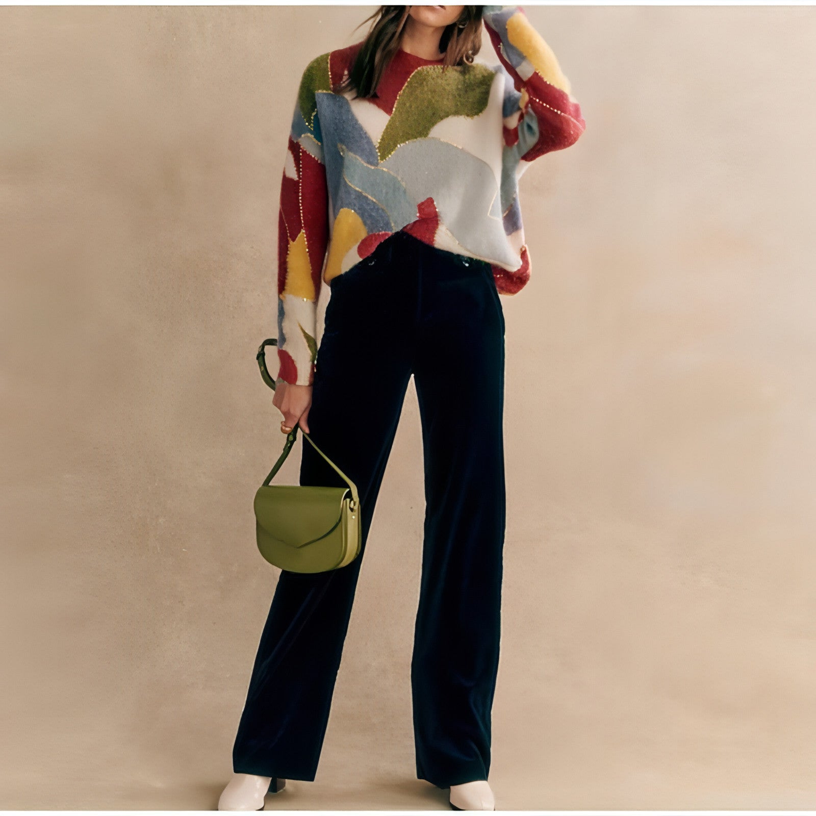 Moda elegante e elegante suéter de suéter de pescoço mulheres